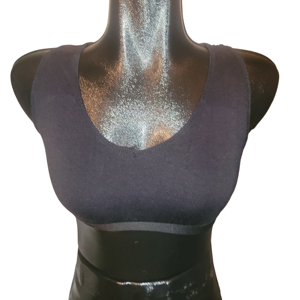 Nicole Miller Black Pullover Lace Back Sports Bra M